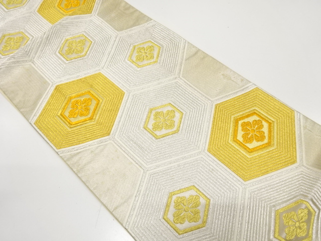 JAPANESE KIMONO / ANTIQUE FUKURO OBI / SILK / WOVEN KIKKO & FLOWERS